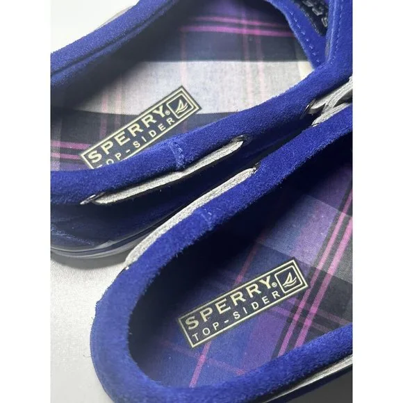 SPERRY TOP WOMENS SHOES SIZE 8 PREPPY VARSITY BLUE CANVAS FLAT TOP SIDER SNEAKER - Picture 5 of 8